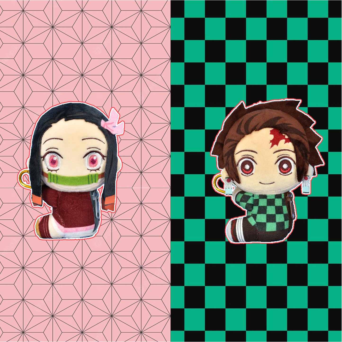 鬼滅之刃 - 竈門禰豆子&炭治郎扣扣公仔