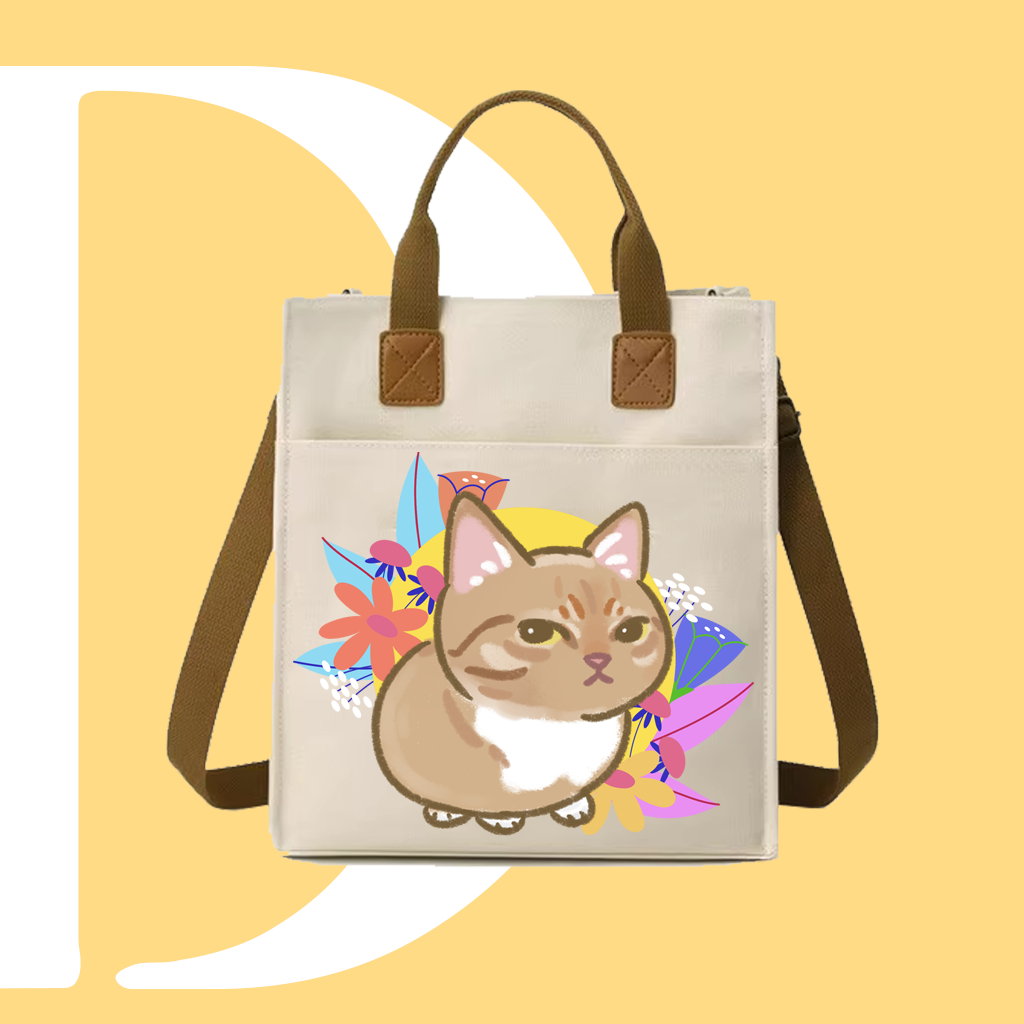 斜眼CAT迷因帆布袋