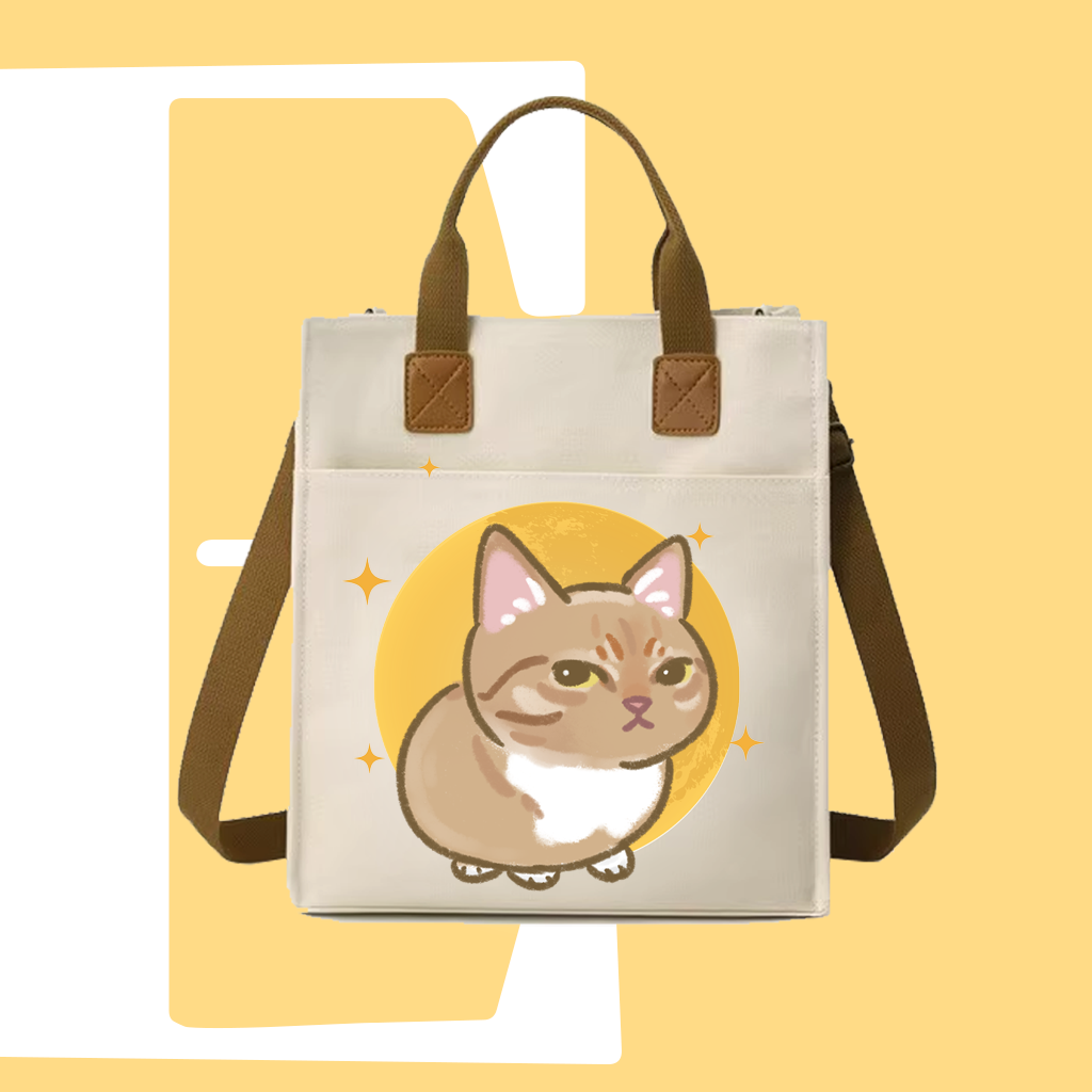 斜眼CAT迷因帆布袋