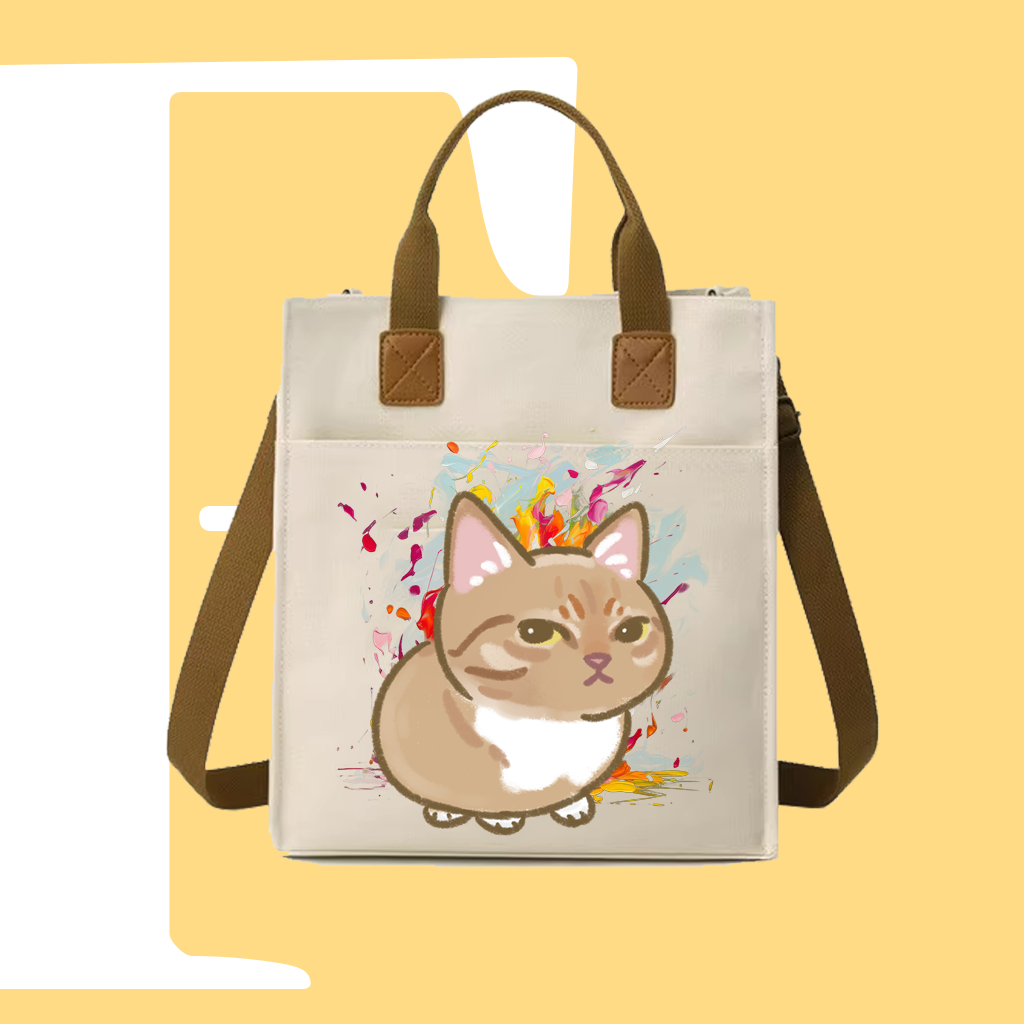 斜眼CAT迷因帆布袋