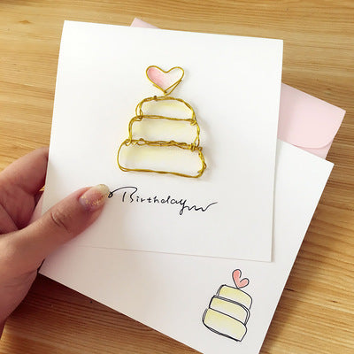 手工製金色線造型心意卡