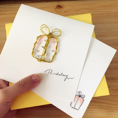 手工製金色線造型心意卡