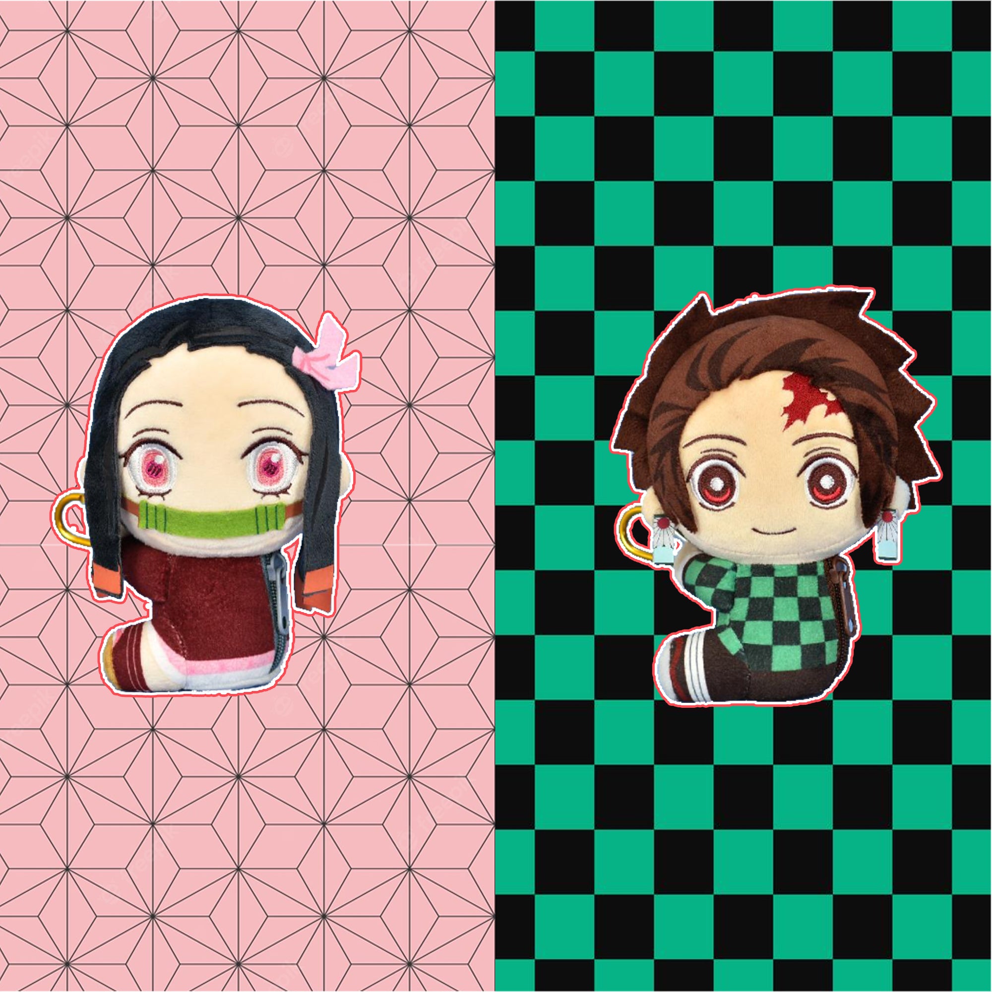 鬼滅之刃 - 竈門禰豆子&炭治郎扣扣公仔