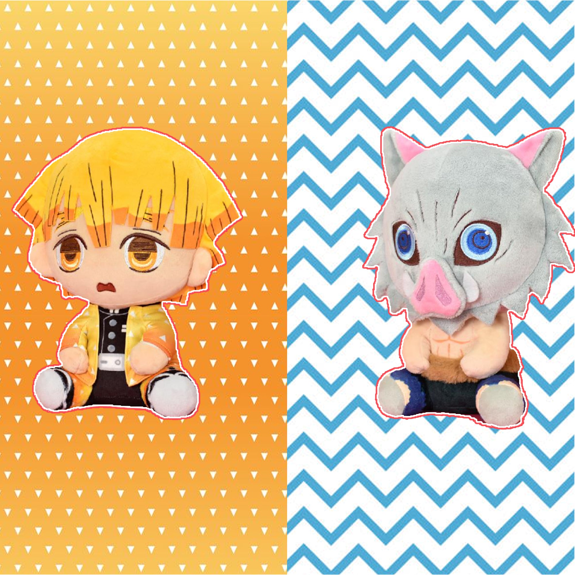 鬼滅之刃 - 我妻善逸&嘴平伊之助坐姿公仔